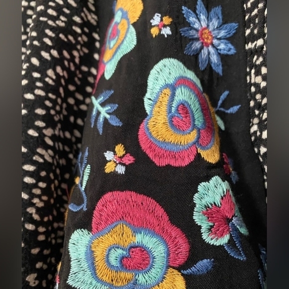 ODDY Tunic Top Pull On Square Neck Line Swing Pullover Woven Ruched Embroidered - Picture 3 of 14